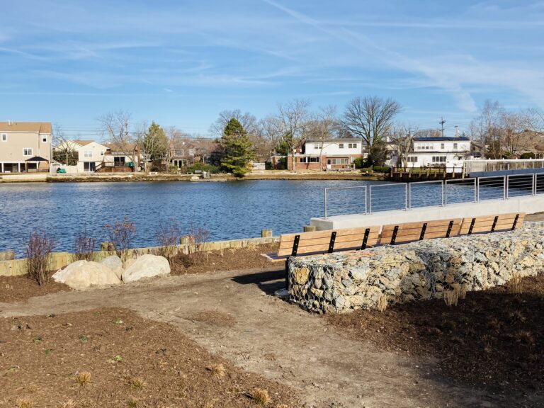 Gabion Bench overlooking Mill River